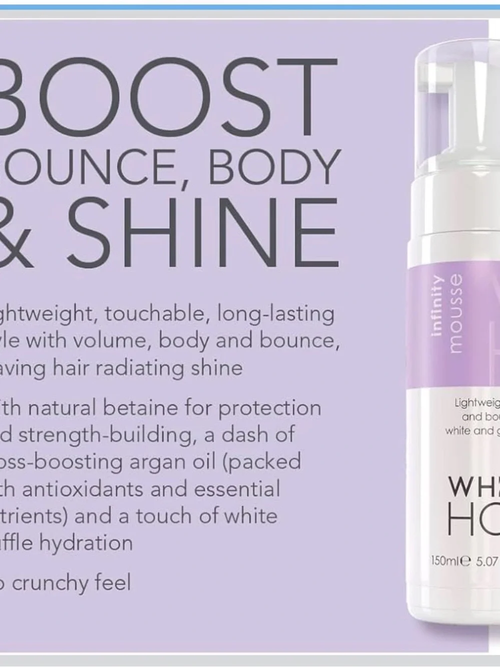 Infinity Mousse - Lightweight Styling Mousse for White & Grey Hair, Lavender